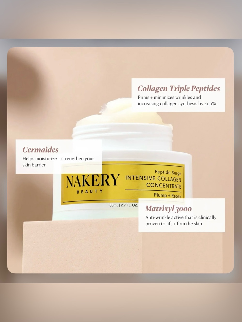 New ~ Nakery Intensive Collagen Concentrate Peptide Surge Cream